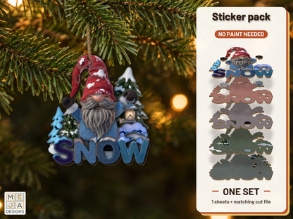 Let It Snow Gnome Ornament sticker pack: the printed sticker pack