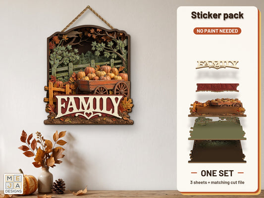 Harvest Wagon Family Sign sticker pack: the printed sticker pack