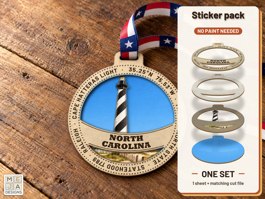 North Carolina State Ornament sticker pack: the printed sticker pack
