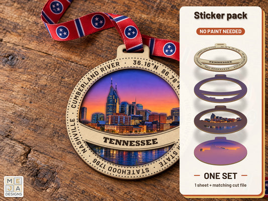 Tennessee State Ornament sticker pack: the printed sticker pack