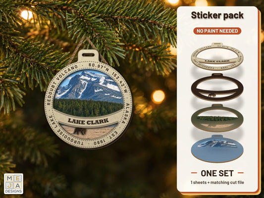 Lake Clark National Park Ornament sticker pack: the printed sticker pack
