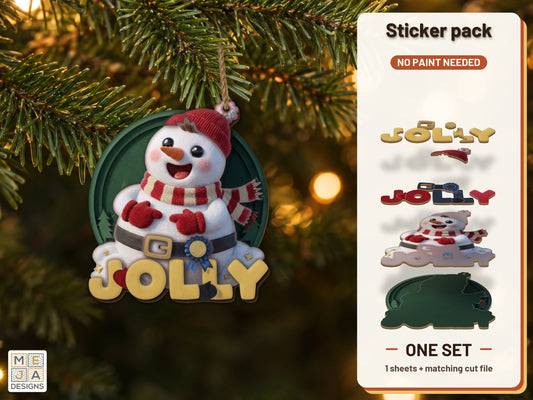 Jolly Snowman Ornament sticker pack: the printed sticker pack