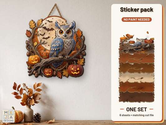 Autumn Moon Owl Sign sticker pack: the printed sticker pack
