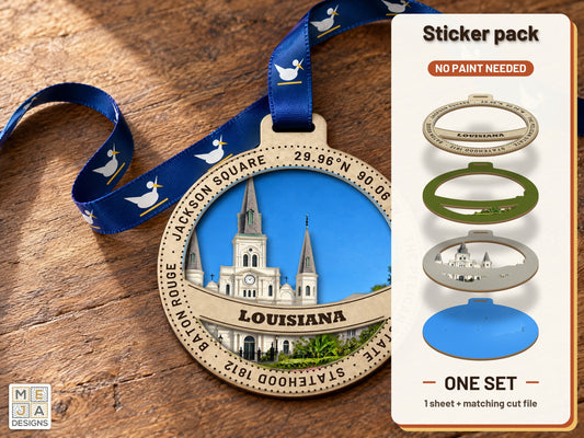 Louisiana State Ornament sticker pack: the printed sticker pack
