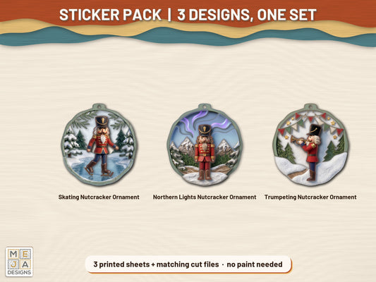 Winter Wonderland Nutcracker Ornament Set sticker pack: the printed sticker pack