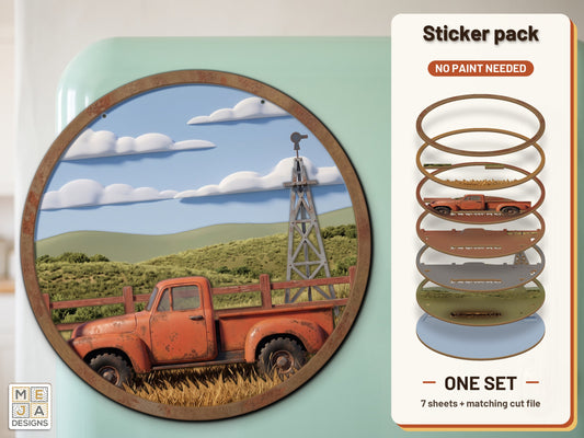 Rusty Prairie Pickup Magnet sticker pack: the printed sticker pack