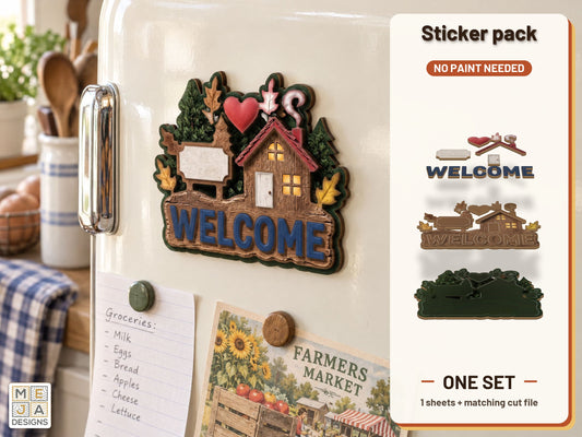 Cozy House Welcome Magnet sticker pack: the printed sticker pack