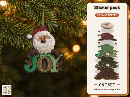 Joy Santa Ornament sticker pack: the printed sticker pack