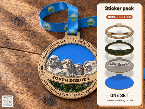 South Dakota State Ornament Sticker Pack