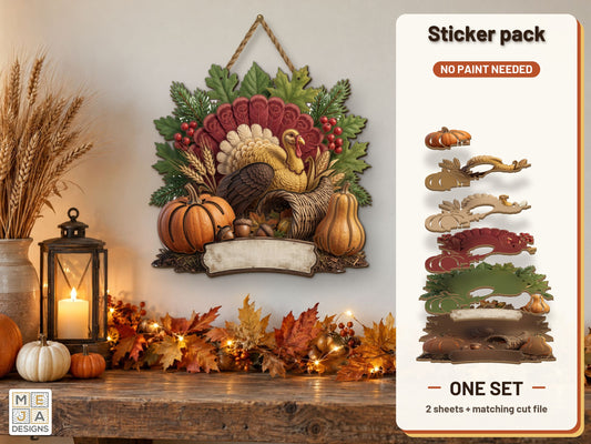 Thanksgiving Harvest Turkey Sign sticker pack: the printed sticker pack