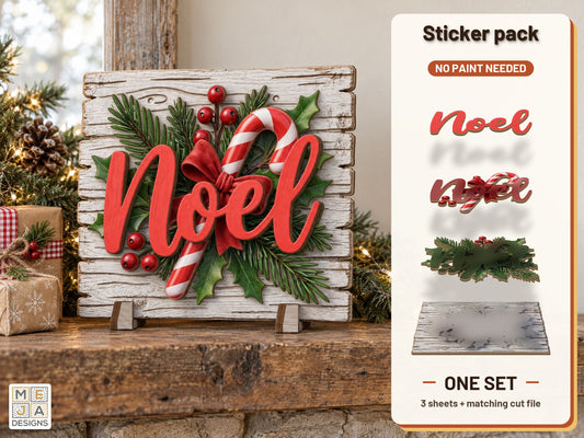 Rustic Noel Plank Sign sticker pack: the printed sticker pack