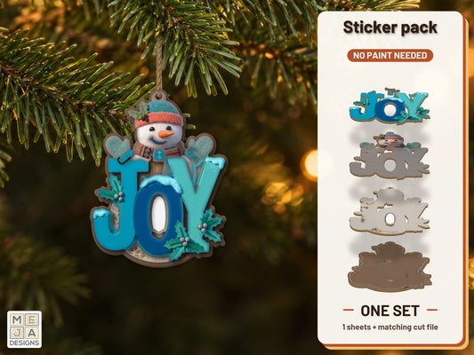 Snowman JOY Ornament sticker pack: the printed sticker pack