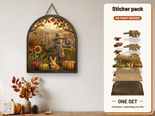 Autumn Scarecrow Cornfield Sign sticker pack: the printed sticker pack