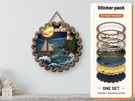 Lighthouse Bay Sailboat sticker pack: the printed sticker pack