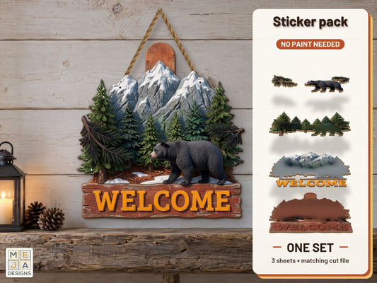 Bear Welcome Door Hanger sticker pack: the printed sticker pack