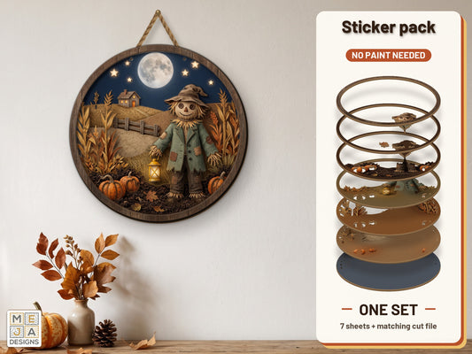 Moonlit Scarecrow Cornfield Sign sticker pack: the printed sticker pack