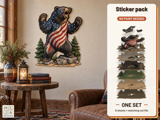 Patriotic Flag Bear Sign sticker pack: the printed sticker pack
