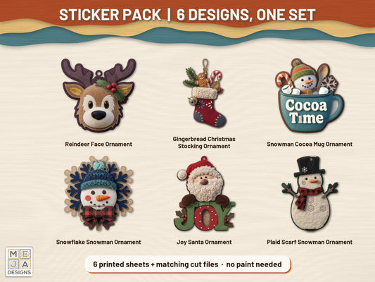 Cozy Christmas Characters Ornament Set sticker pack: the printed sticker pack