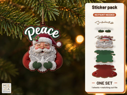 Peace Santa Ornament sticker pack: the printed sticker pack
