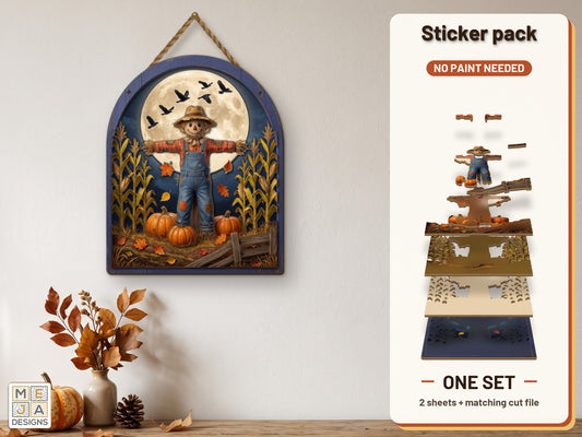 Scarecrow Moon Cornfield Sign sticker pack: the printed sticker pack