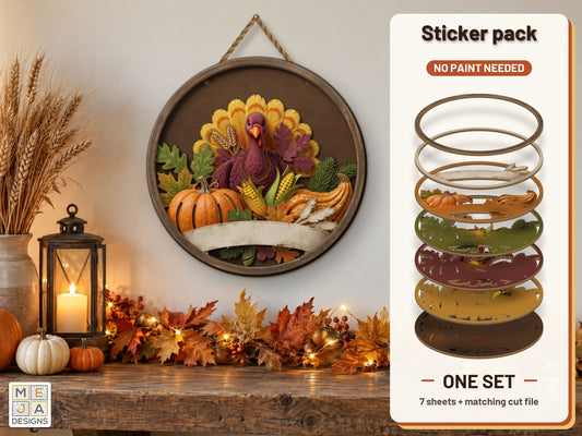 Turkey Pumpkin Patch Round Sign sticker pack: the printed sticker pack