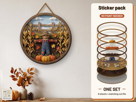 Rustic Cornfield Scarecrow Sign sticker pack: the printed sticker pack