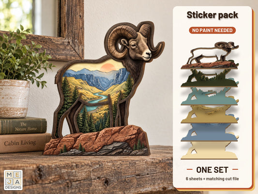 Bighorn Ram Canyon Sitter sticker pack: the printed sticker pack
