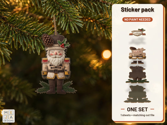 Woodland Nutcracker Ornament sticker pack: the printed sticker pack