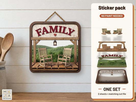 Rustic Family Porch Sign sticker pack: the printed sticker pack