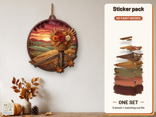 Harvest Basket Sunset Hanger sticker pack: the printed sticker pack