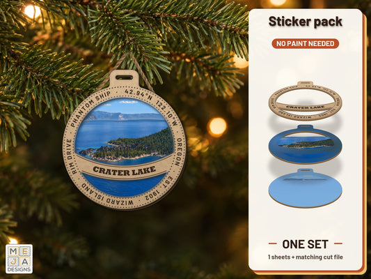 Crater Lake National Park Ornament sticker pack: the printed sticker pack