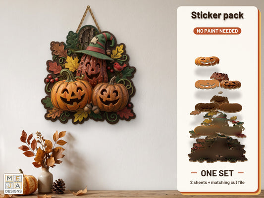 Witch Hat Jack-O'-Lantern Trio sticker pack: the printed sticker pack