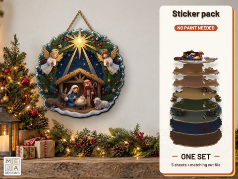 Nativity Wreath Door Hanger Sticker Pack