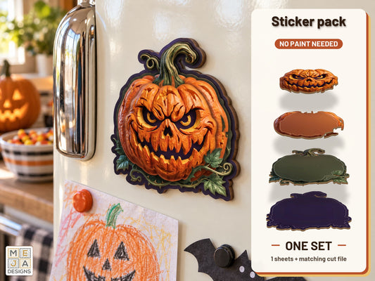 Midnight Jack-O'-Lantern Magnet sticker pack: the printed sticker pack