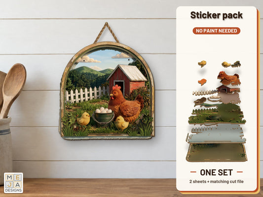 Mama Hen Farmyard Sign sticker pack: the printed sticker pack