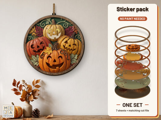 Jack-o'-Lantern Pumpkin Patch sticker pack: the printed sticker pack