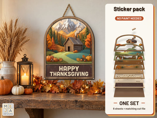 Thanksgiving Mountain Cabin sticker pack: the printed sticker pack