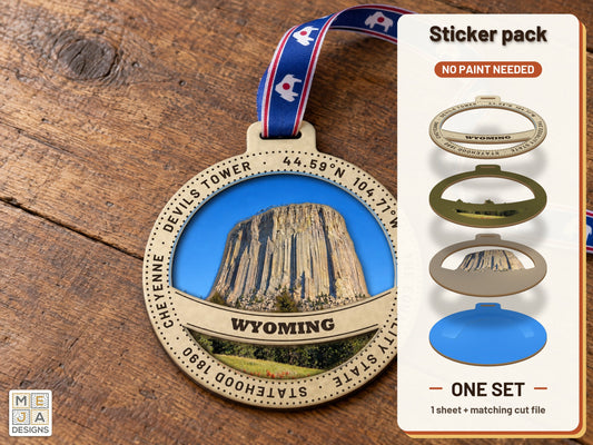 Wyoming State Ornament sticker pack: the printed sticker pack