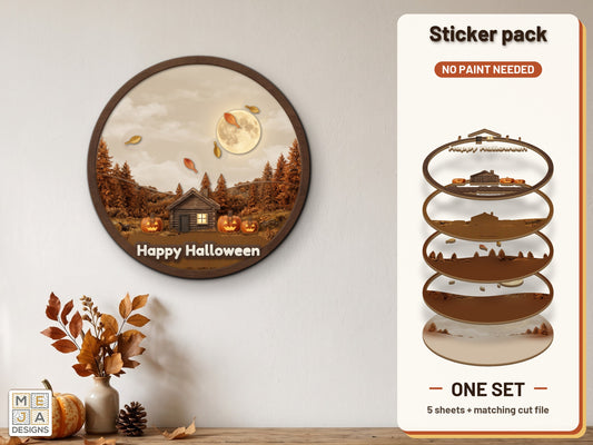 Jack-o'-Lantern Cottage Door Hanger sticker pack: the printed sticker pack