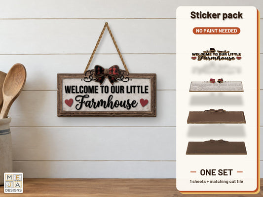 Welcome Little Farmhouse Sign sticker pack: the printed sticker pack