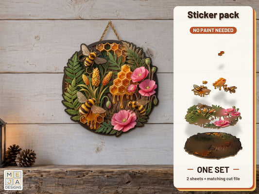 Honey Bee Garden Hanger sticker pack: the printed sticker pack