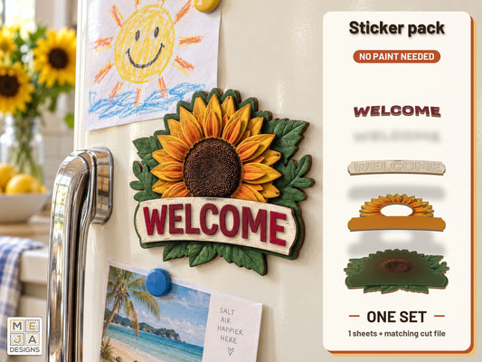 Sunflower Welcome Magnet sticker pack: the printed sticker pack