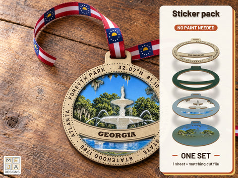 Georgia State Ornament Sticker Pack