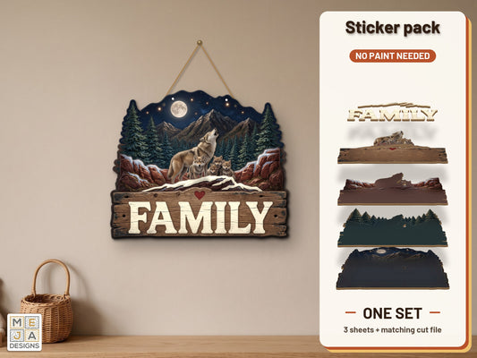 Howling Wolf Family Sign: sticker pack