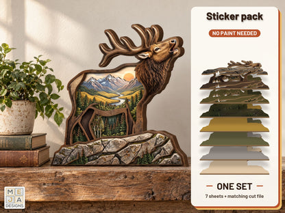 Bugling Elk Shelf Sitter sticker pack: the printed sticker pack