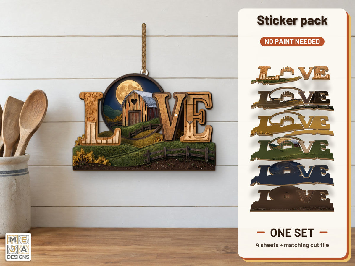 Rustic Barn LOVE Sign sticker pack: the printed sticker pack
