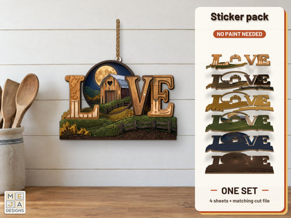 Rustic Barn LOVE Sign sticker pack: the printed sticker pack