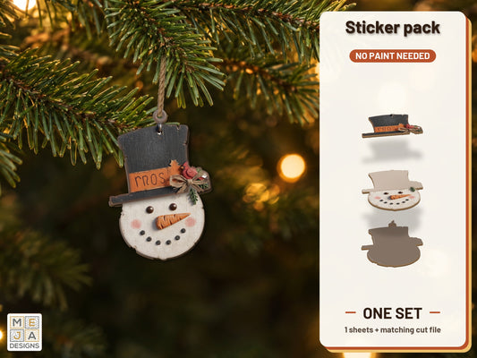 Frosty Snowman Ornament sticker pack: the printed sticker pack