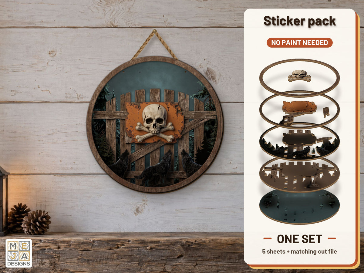 Skull Crossbones Wolf Gate sticker pack: the printed sticker pack
