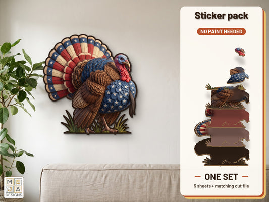 Patriotic Wild Turkey sticker pack: the printed sticker pack